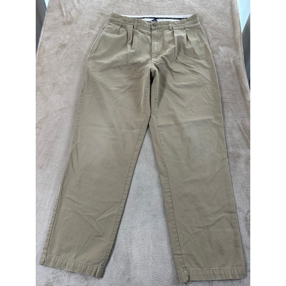 Vintage Polo Ralph Lauren Double Pleated Chino Pants Mens 36(33)x31 Khaki Tan